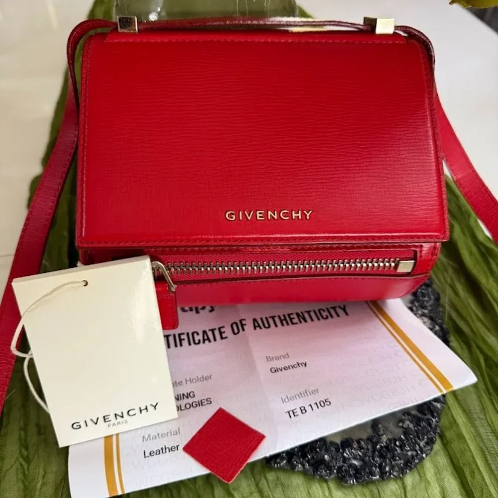 Givenchy Pandora Mini Crossbody Bag Red Leather Authentic - Picture 13 of 13
